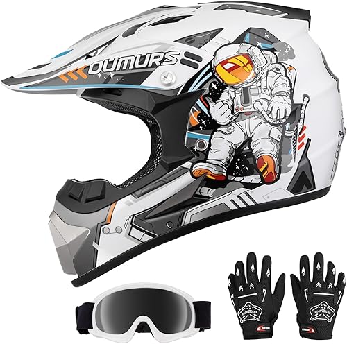 Casco DOT para jóvenes, para bicicleta de tierra para niños y niñas de 5 a 14 años, de cuatro ruedas, motocross, BMX, MX, UTV, moto de nieve, kart,
