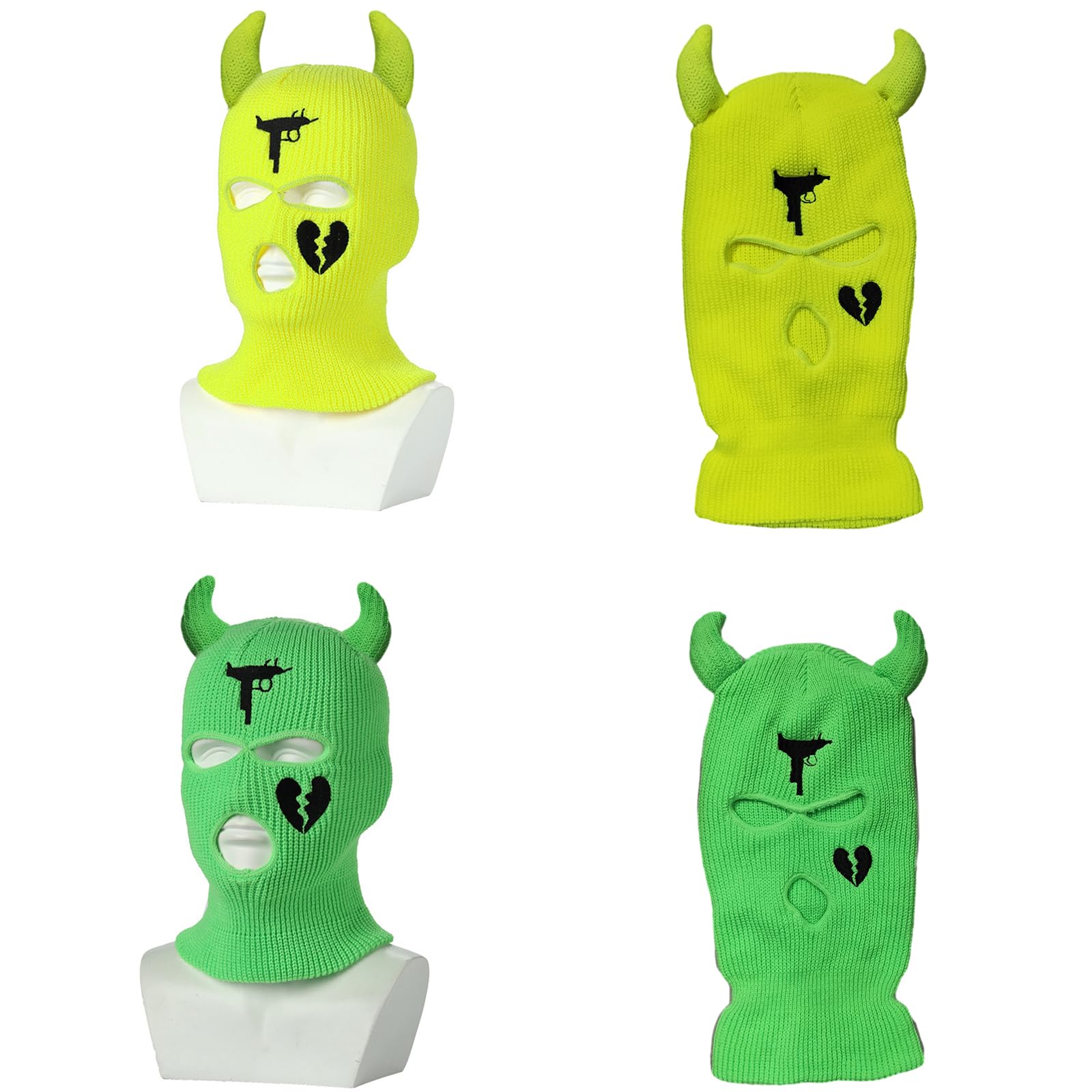 GRABAGECAN Funny Horn for Women Men Adult Halloween Face Hat Handmade Warm Face Cosplay Party Hooded Hat Rose Red