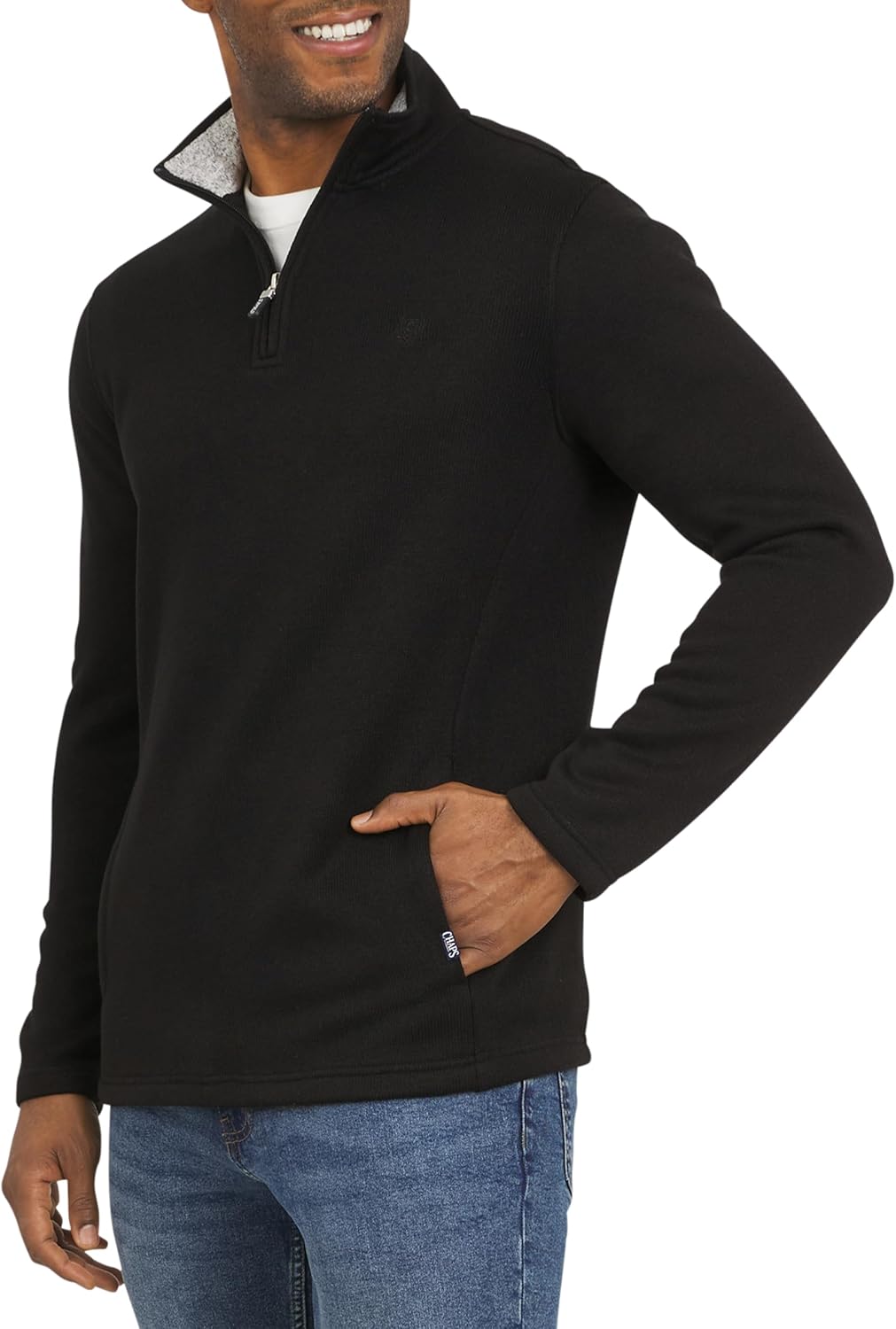 Chaps Men's Regular Fit Long Sleeve Midweight Quarter Zip Fleece Pullover Sweater (S-XXL)
