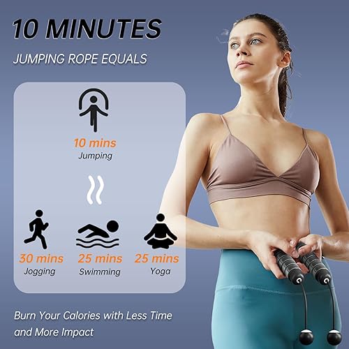 Miniatura 4 de Cuerda de saltar con peso para fitness, cuerda de saltar inalámbrica para mujeres, hombres y niños, cuerda de saltar sin cuerda para entrenamiento,