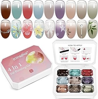 JODSONE 9 Colors Sponge Pat Painting Gel Gradient Gel Nail Polish with Blush Effect for Nail Art and Floral Painting Design for Nail Salons