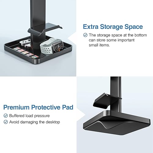 Miniatura 6 de bussdis Soporte para auriculares, soporte para auriculares, soporte de metal para auriculares, colgador de auriculares para juegos con