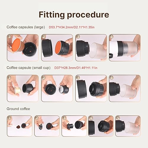 Miniatura 4 de Decdeal Cafetera inalámbrica para el coche, hogar, viajes, cafetera eléctrica 3 en 1, funciona con cápsulas y café molido de 15 bares, mini cafetera