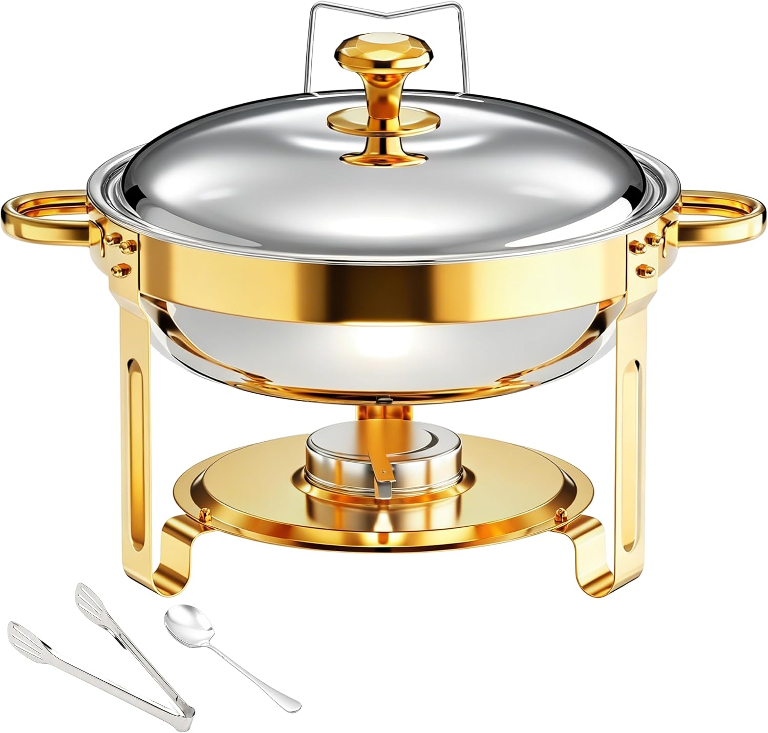 Chafing Dishes for Buffet Set [1 Pack, 6 QT, Golden Plated] Food Warmers for Parties and Banquet Buffet Servers Premium Chafing Dish