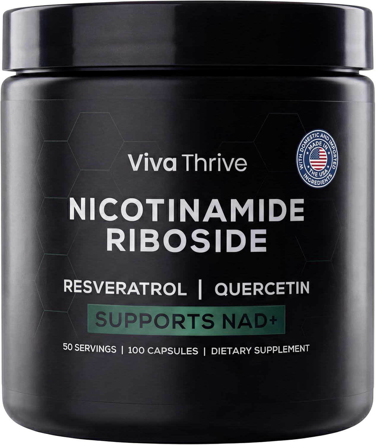 Advanced NAD+ Complex - NMNH Supplement Alternative - 50 Day Supply - Triple Action NAD+ Supplement - Nicotinamide Riboside - Resveratrol - Quercetin - Third-Party Tested - Made in USA