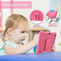 Vista 5 de Tablet infantil de 10 pulgadas Android 13 con estuche a prueba de golpes, Quad-Core 32GB, 512GB ampliable, control parental, aplicaciones Rosado