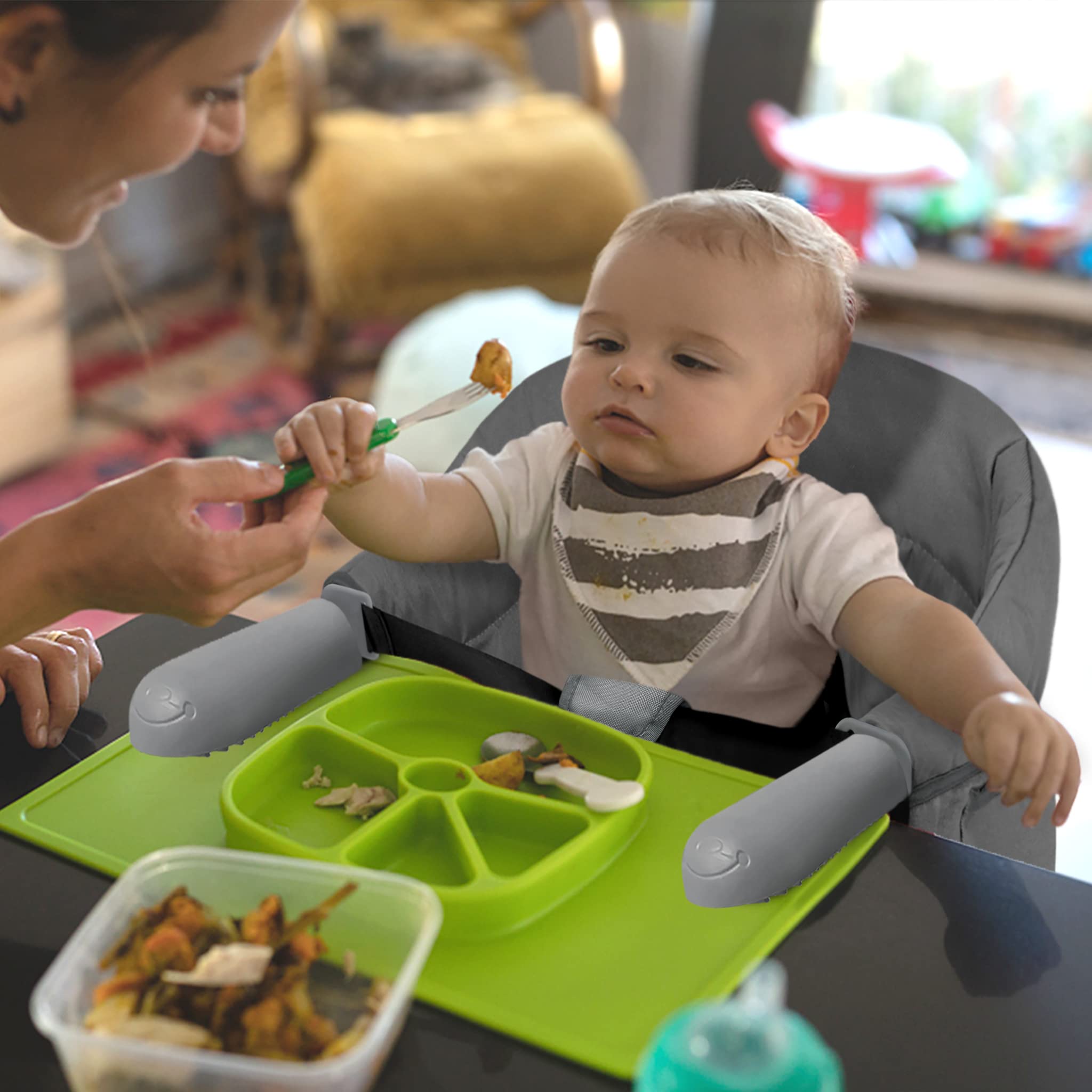 LZQ Seggiolino da tavolo per bambini da 6 a 36 mesi, pieghevole, per tavoli da 2 a 8 cm di spessore (grigio)