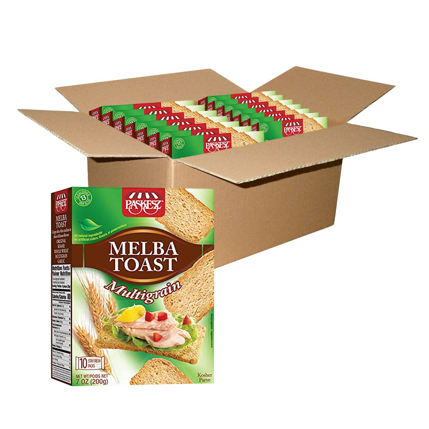 Only Kosher CandyMelba Toast Flatbread Crackers Classic Multigrain Kosher Parve with No Artificial Flavor, Fresh Natural Ingredients, Kosher Certified Delicious Snack Crackers (Pack of 14)