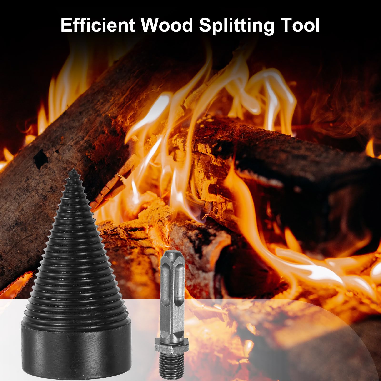 PATIKIL Fendeuse de bûches de bois de chauffage 50 mm, forets électriques amovibles avec tige carrée pour la maison et l'extérieur