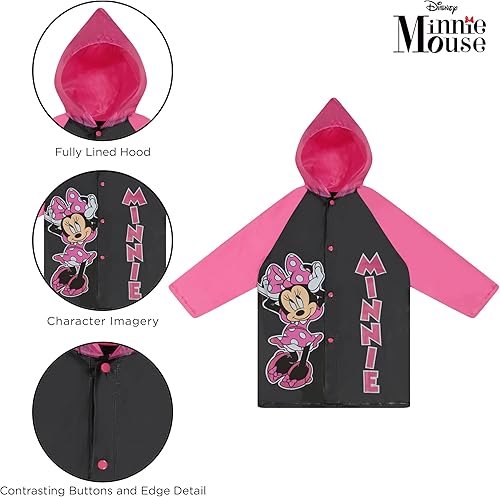 Miniatura 4 de Disney Paraguas y Slicker Minnie MouseMoanaVampirina para niños pequeños y niñas para edades de 2 a 7 años Minnie Mouse Black, Minnie Mouse Rosa,