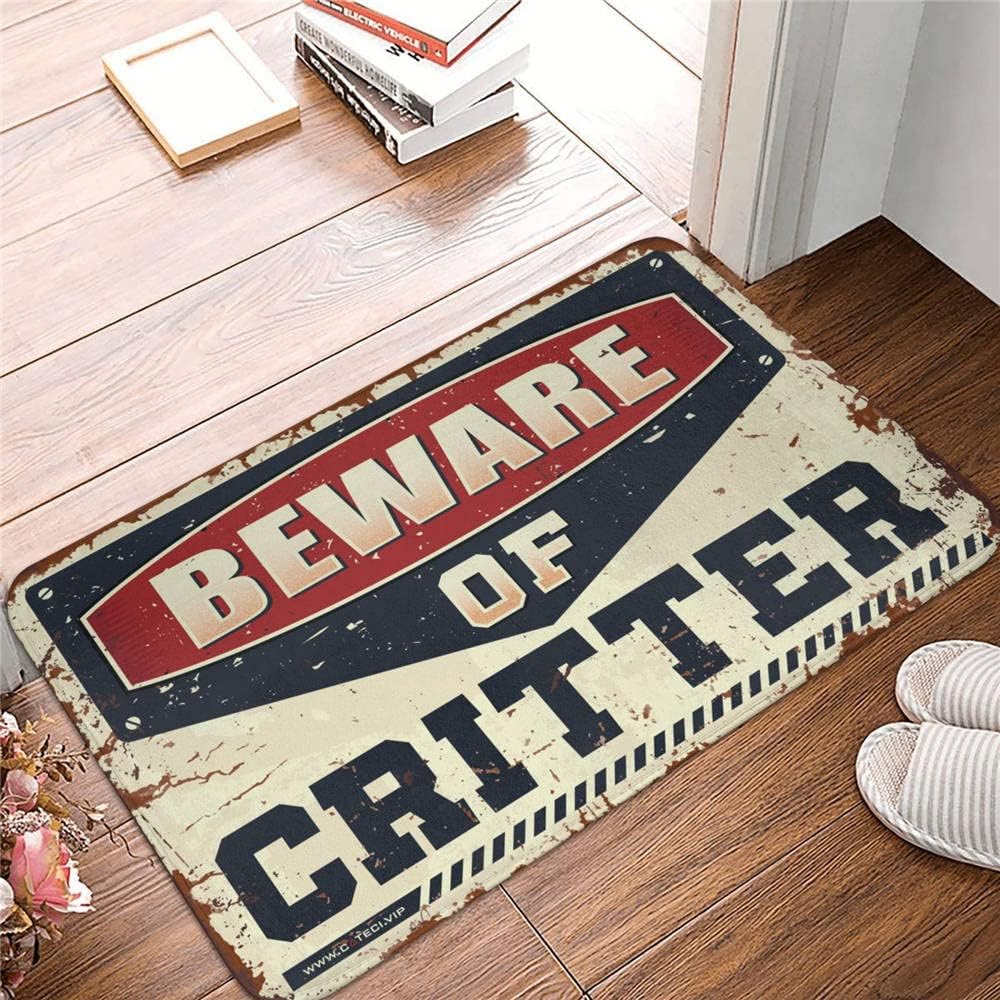 Outdoor Winter Rug Beware of Critter Rug Door Mats for Inside Entry Spring Outdoor Mat(65X90CM)