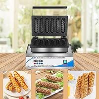 Vista 6 de Máquina eléctrica para hacer gofres para perros calientes, máquina de panadería de gofres de acero inoxidable antiadherente de 6 rebanadas
