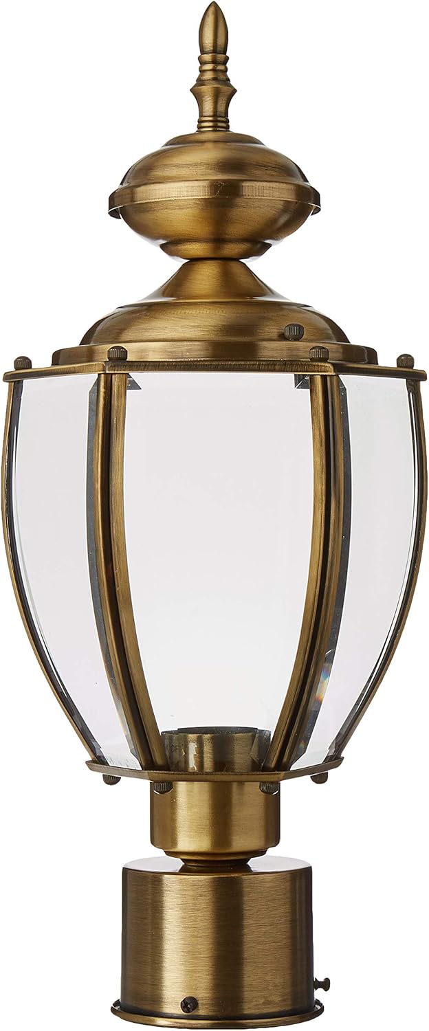 Livex Lighting 2009-01 Transitional One Light Post-Top Lanterm from Outdoor Basics Collection Finish, Antique Brass