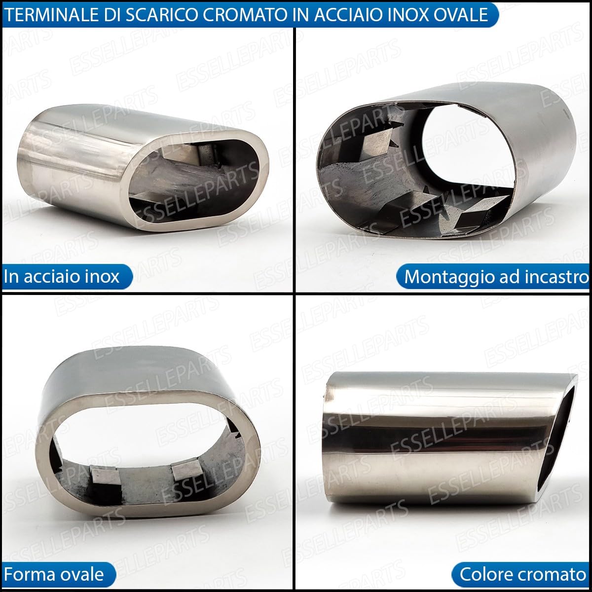 Terminale Scarico Cromato Inox Ovale per Bmw X4 F26 Plug&Play