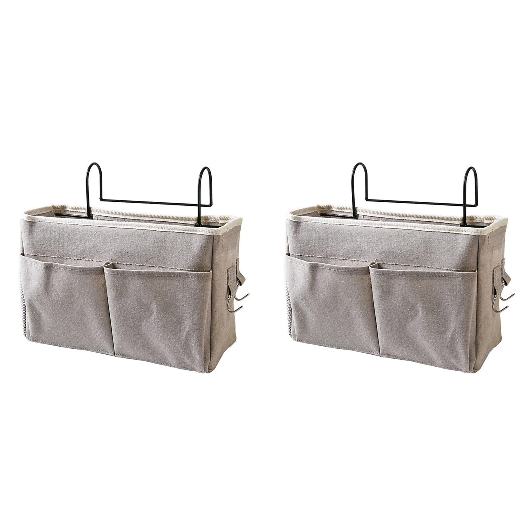 Vjsujehgy 2X Bedside Hanging Pocket Storage Bag Bedside Storage Organizer Holder for Headboards Bunk Beds Dorm Rooms,Grey