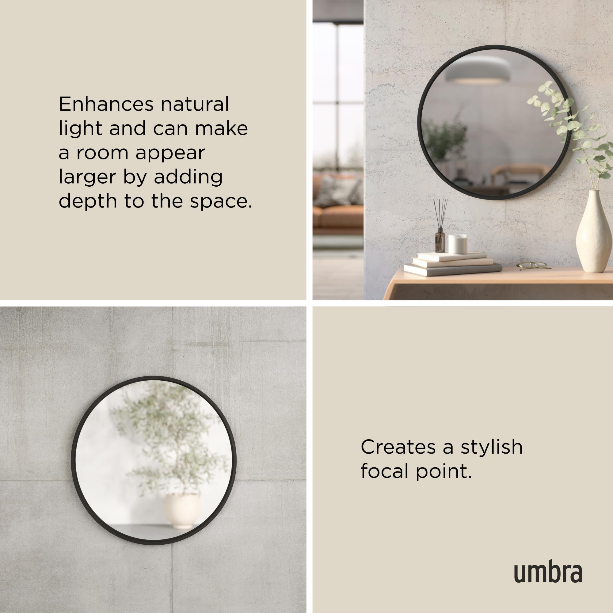 Amazon.co.jp: umbra ウォールミラー壁掛け鏡インテリア姿見丸型 24