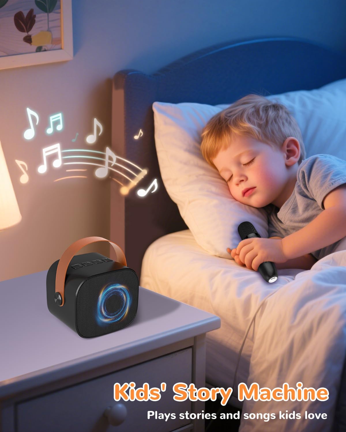 Mini Karaoke Machine for Kids Adults,Portable Bluetooth Karaoke Speaker for Adults Kids with 2 Microphones for 6 7 8 9 10 11 12 Years Old Girls Boys Gifts Toys for Christmas Birthday,Black - Image 6