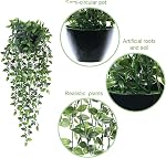 Artificial Hanging Plants - 2 Pack Fake Hanging Greenery Plant Hanging Mandala Vines Plant Potted for Décor for Indoor Outdoor Décor