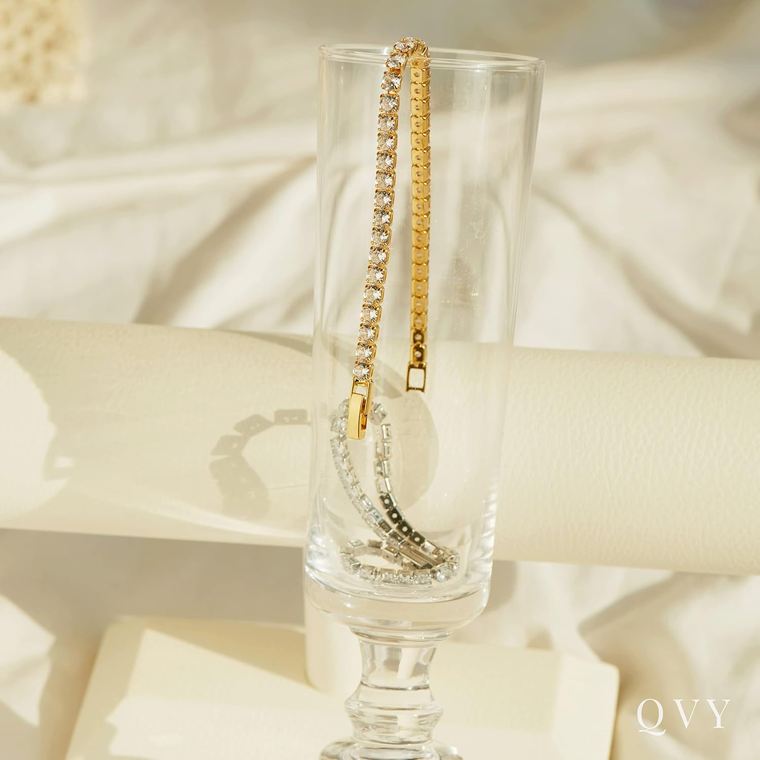 3mm CZ Tennis Bracelet for Women 14K Gold Plated Cubic Zirconia Diamond Dainty Classic Bracelet 7 Inch Bracelets Trendy Fashion Jewelry Gifts [TBR-G] - Image 7