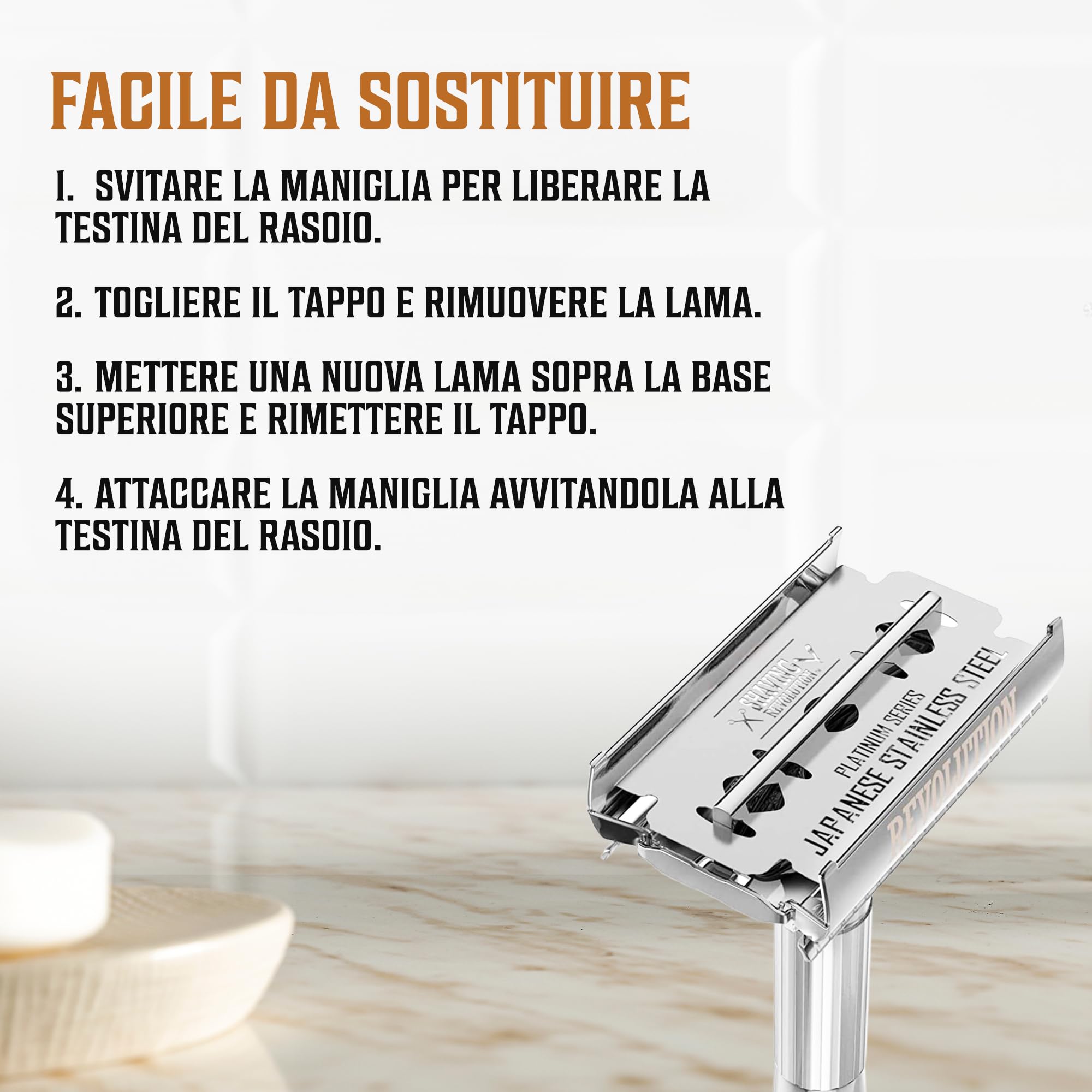 Shaving Revolution - 50 Lame da Rasoio a Doppio Taglio - Sicurezza per la Rasatura Maschile in Acciaio Inox Giapponese al Platino per una Rasatura Liscia, Precisa e Pulita