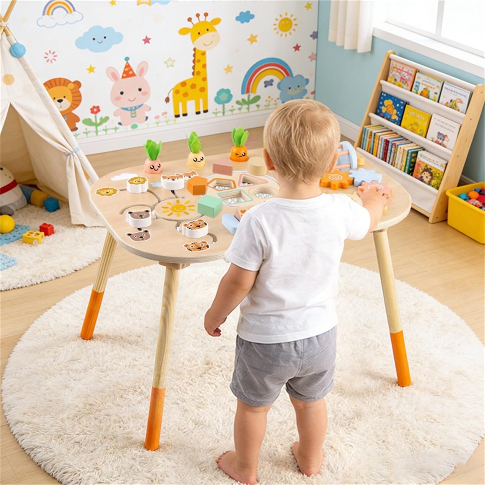 Holzsortierspiel, Aktivitätsbrett, Puzzle Spieltisch, Spielzeug für Lernen Vorschulalter, Feinmotorik, pädagogisches Aktivitätsspielzeug, Früherziehung, Holztisch