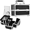 Joligrace Makeup Box Vanity Case Cosmetic Organiser Case Beauty Box with Mirror and Magnification5X Spot Mirror, Black
