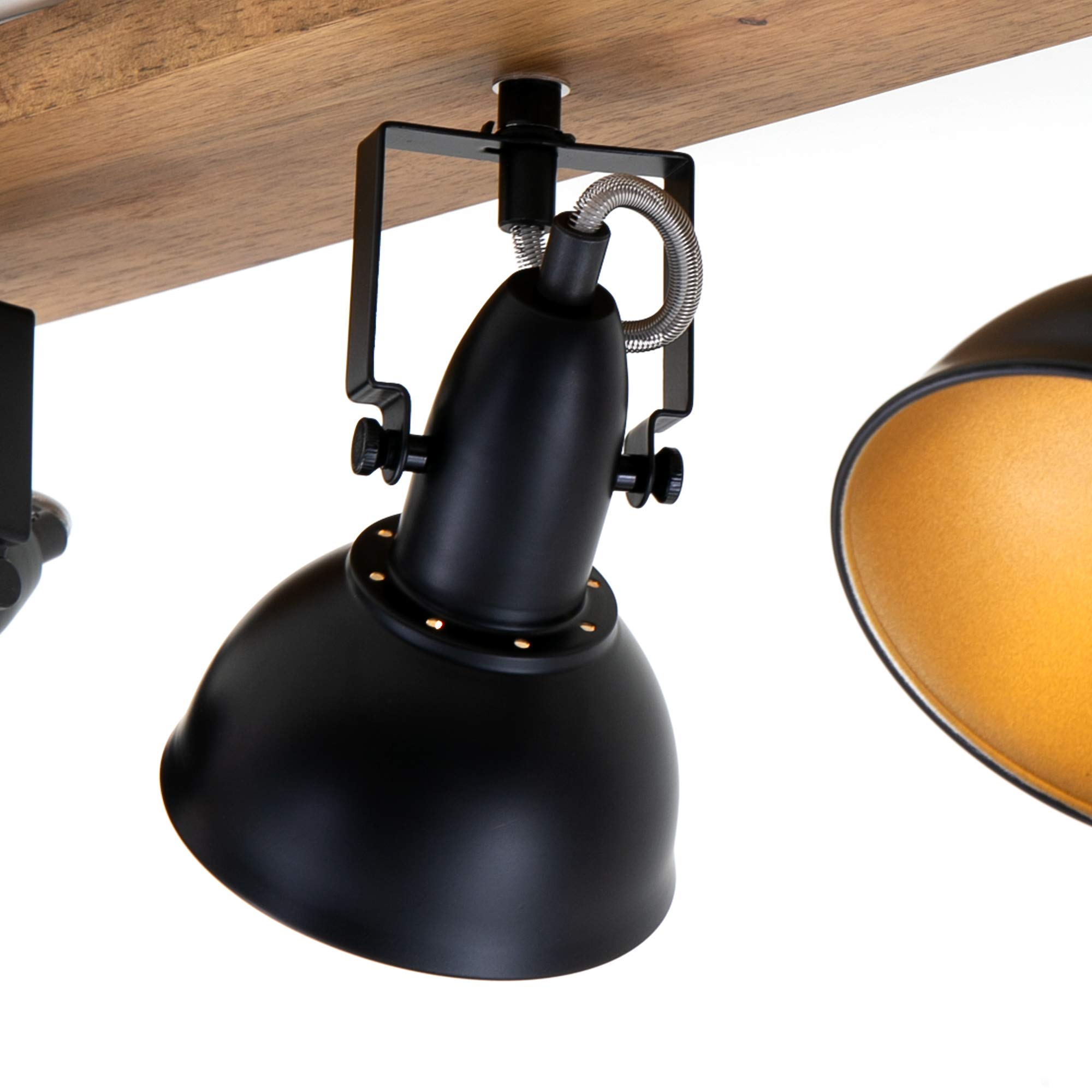 BRILONER Leuchten Faretto, Lampada da Parete retrò, Vintage, Girevole e inclinabile, 3X E14, Metallo-Legno, Nero-Oro, 500x110x157mm (LxPxH)