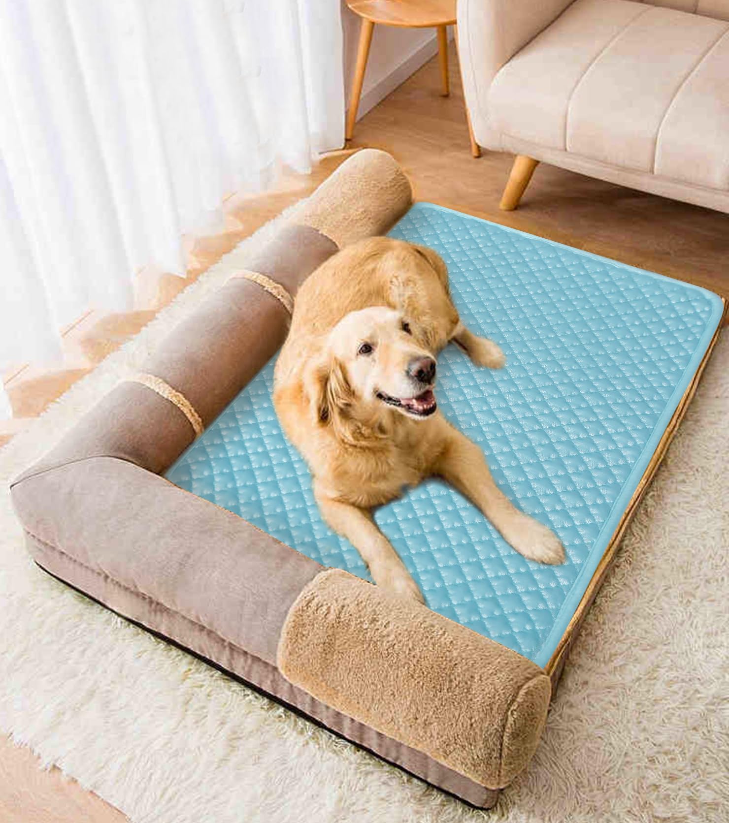 SOMOYA Tapis rafraîchissant pour chiens et chats - Lavable - En soie glacée - Respirant - Pour grands chiens et chats - Taille XL