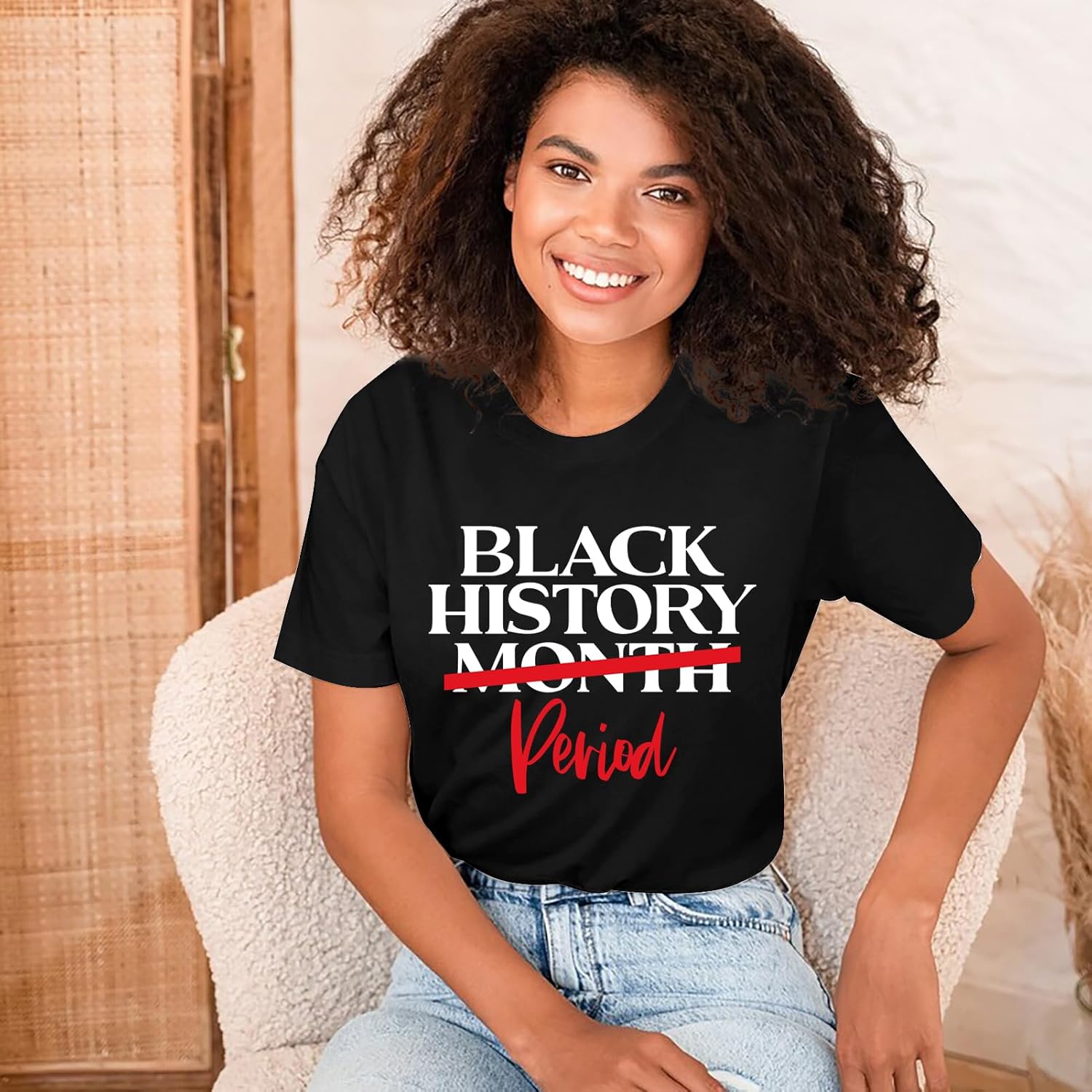 Black History T Shirts: Women Black History Month Period Shirt African American Tshirt Black Freedom Graphic Tees Tops - Image 2