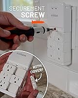 Vista 5 de ECHOGEAR Toma de pared con puertos USB y protección contra sobretensiones, 8 dispositivos 6 enchufes giratorios de CA, 2 incluye 1 puerto USB-C