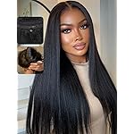 UNICE Bye Bye Knots Wig Yaki Straight 7x5 Pre Cut HD Lace Front Wigs Human Hair with Elastic Drawstring Glueless Wig Human Hair Pre Plucked Bleached Knots Natural Hairline 150% Density 20 inches