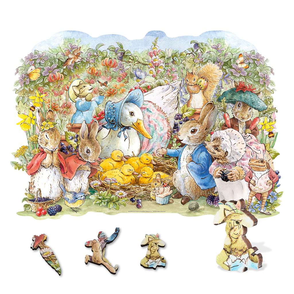Wentworth Wooden Puzzles Peter Rabbit and Friends, 100 Pcs Adult Jigsaw Puzzle, Themed Irregular Pieces