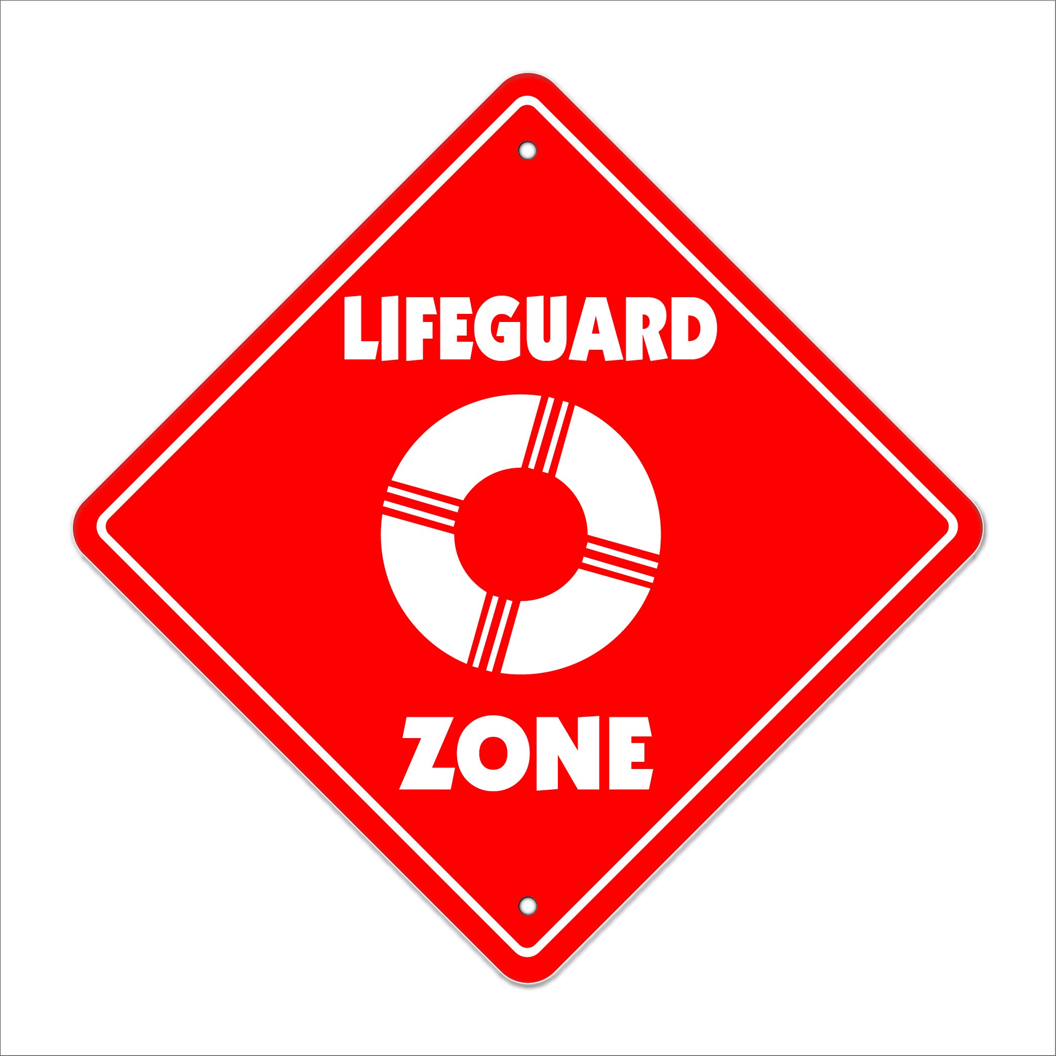 Lifeguard Crossing Sign Zone Xing | Indoor/Outdoor | 12" Tall Chair Whistle Float Board Save CPR