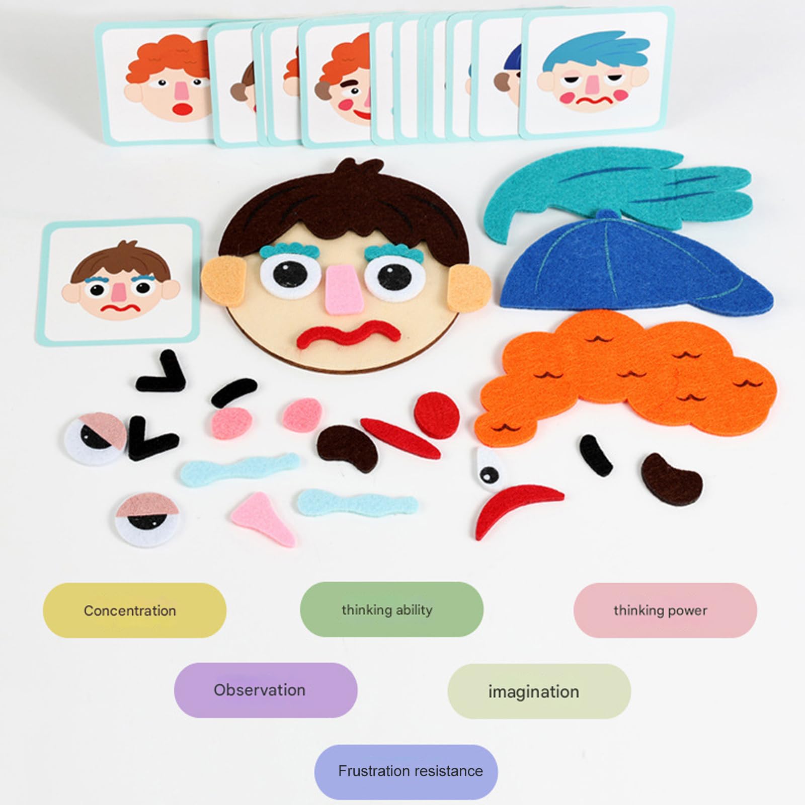 Morbido feltro emozione apprendimento gioco bambini faccia puzzle per lo sviluppo cognitivo e legame familiare emozione espressione giocattolo apprendimento