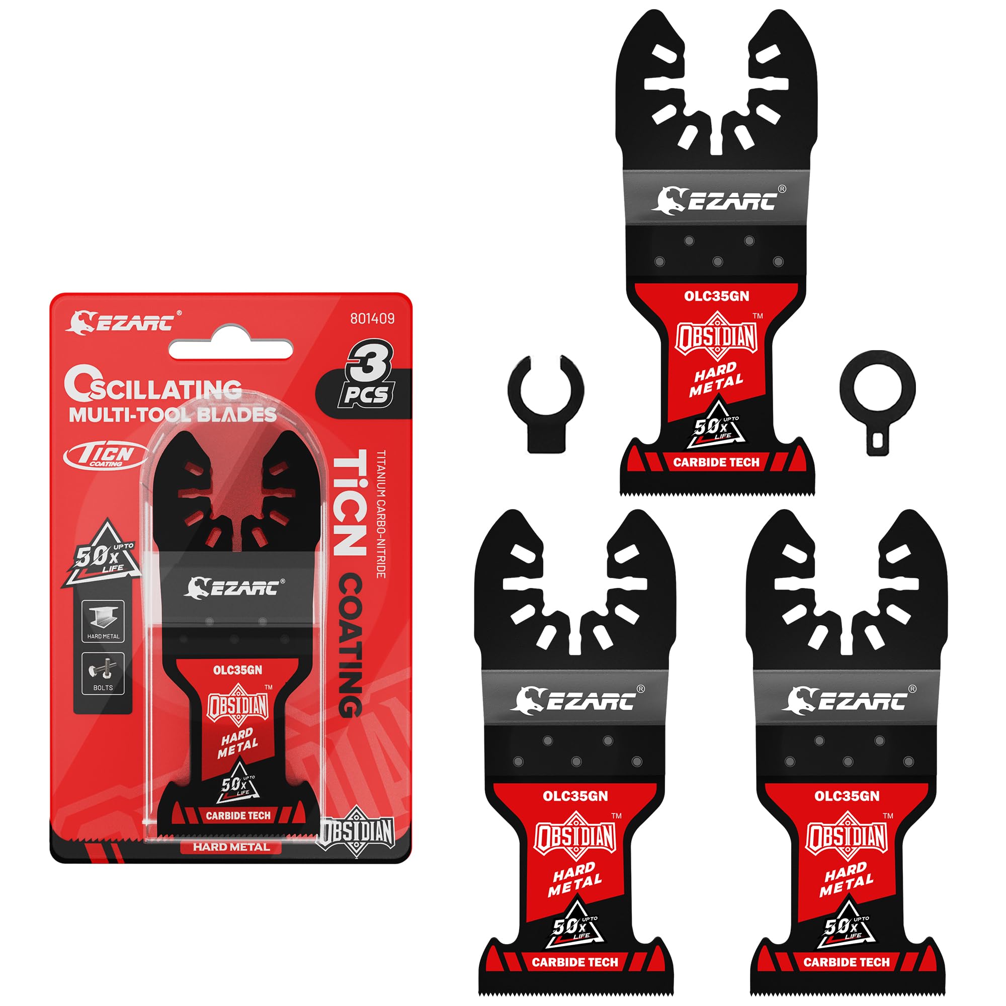 EZARC 3-Pack Obsidian Carbide Oscillating Saw Blades for Hard Metal and Fasteners