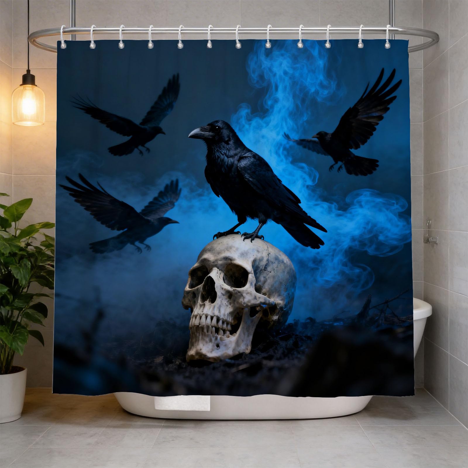 Hongduo 3D Skull Shower Curtain for Stalls Bathtubs Gothic Art Bathroom Decor Shower Curtain Set Polyester Fabric Waterproof 180x180cm/71X71 Inch with Hooks