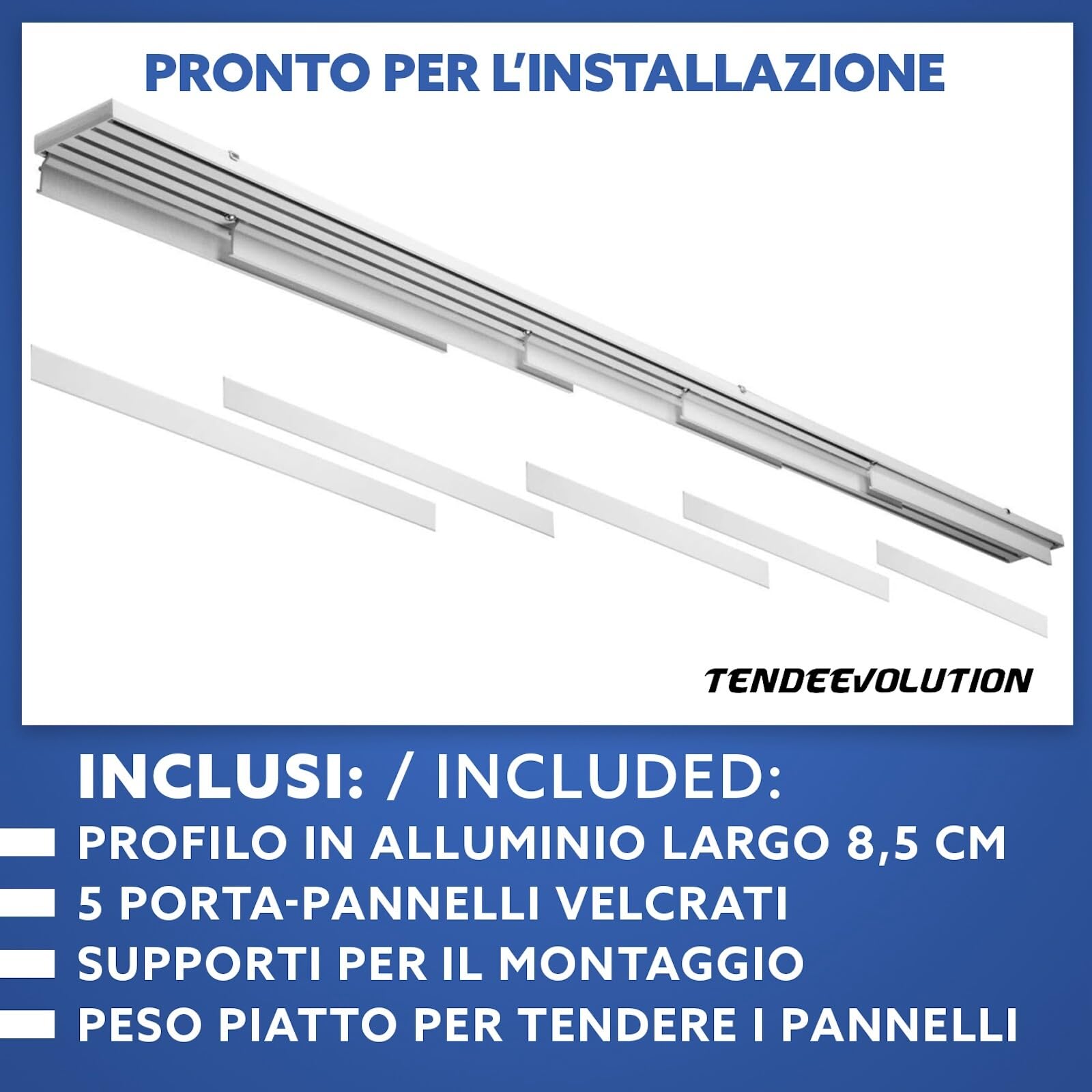Bastone per Tenda a Pannello con Binario a 5 Vie, Personalizzabile Su Misura, a Corda o Manuale, Binario Tende a Pannello per Interni, Finestre, Porte o Separè, Attacco a Soffitto o Parete (330 CM)