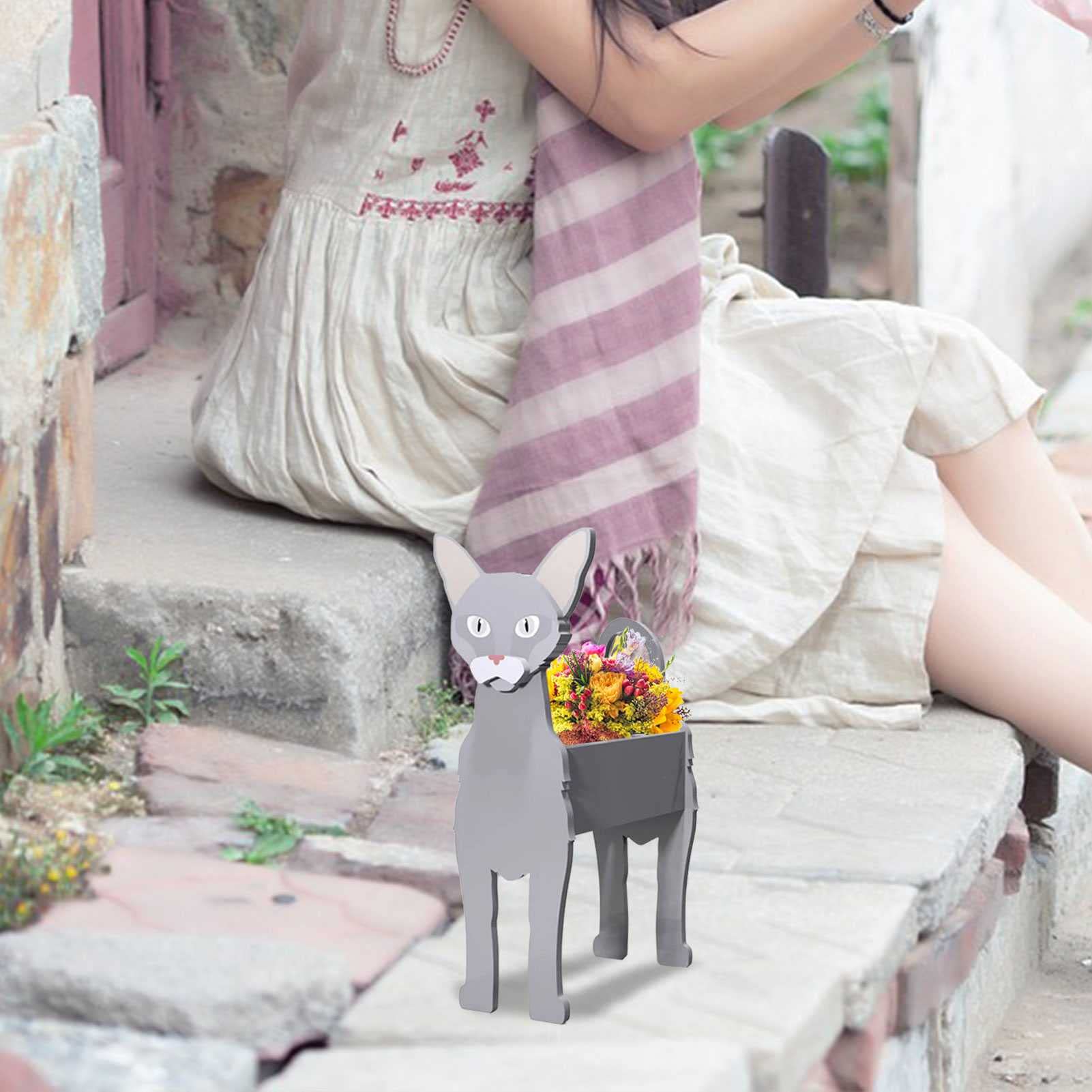 Amazon.co.jp: 14インチ バーマン猫プランター プラントポット PVC