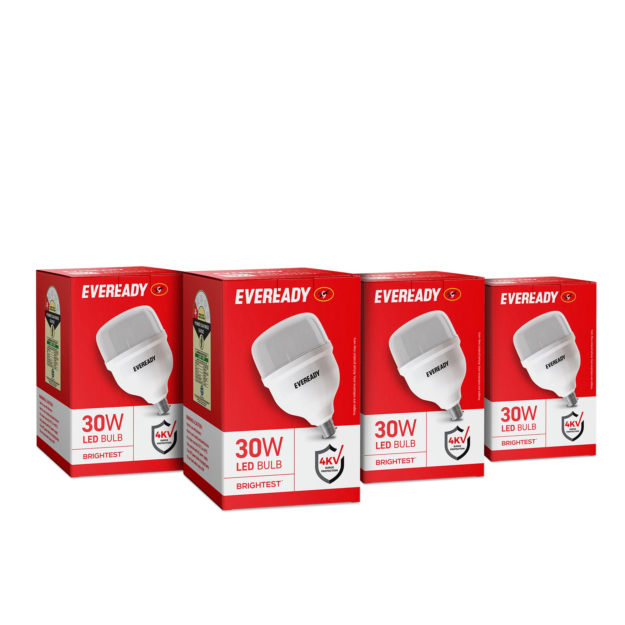 EVEREADY 30W LED Hammer Bulb, B22 Base, Cool Day Light (6500K), Pack of 4