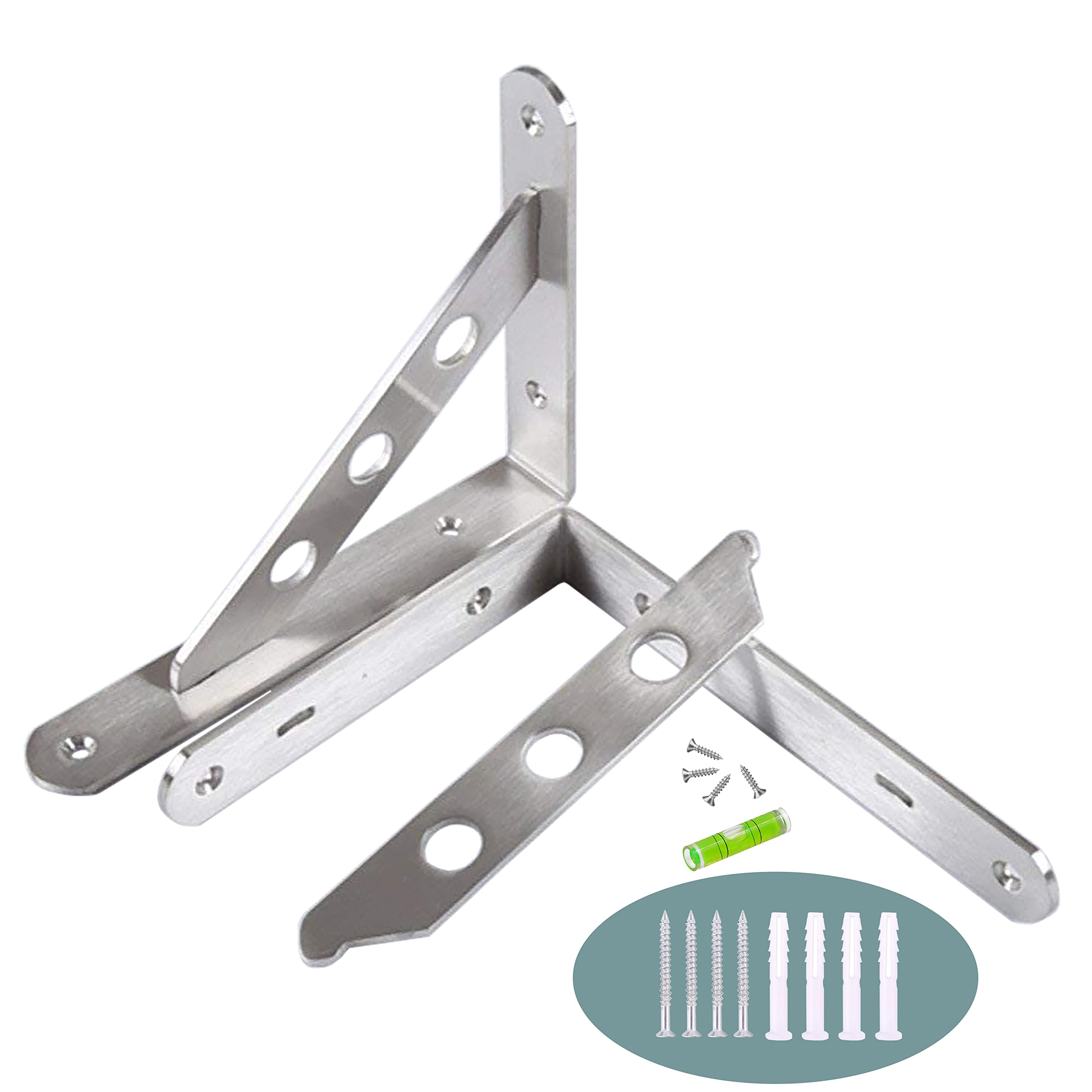 VIXELStainless Steel Detachable triangle bracket,Heavy Duty Wall Brackets for Shelves, Rectangle Bracket 90 degrees (12inch 2piece set)