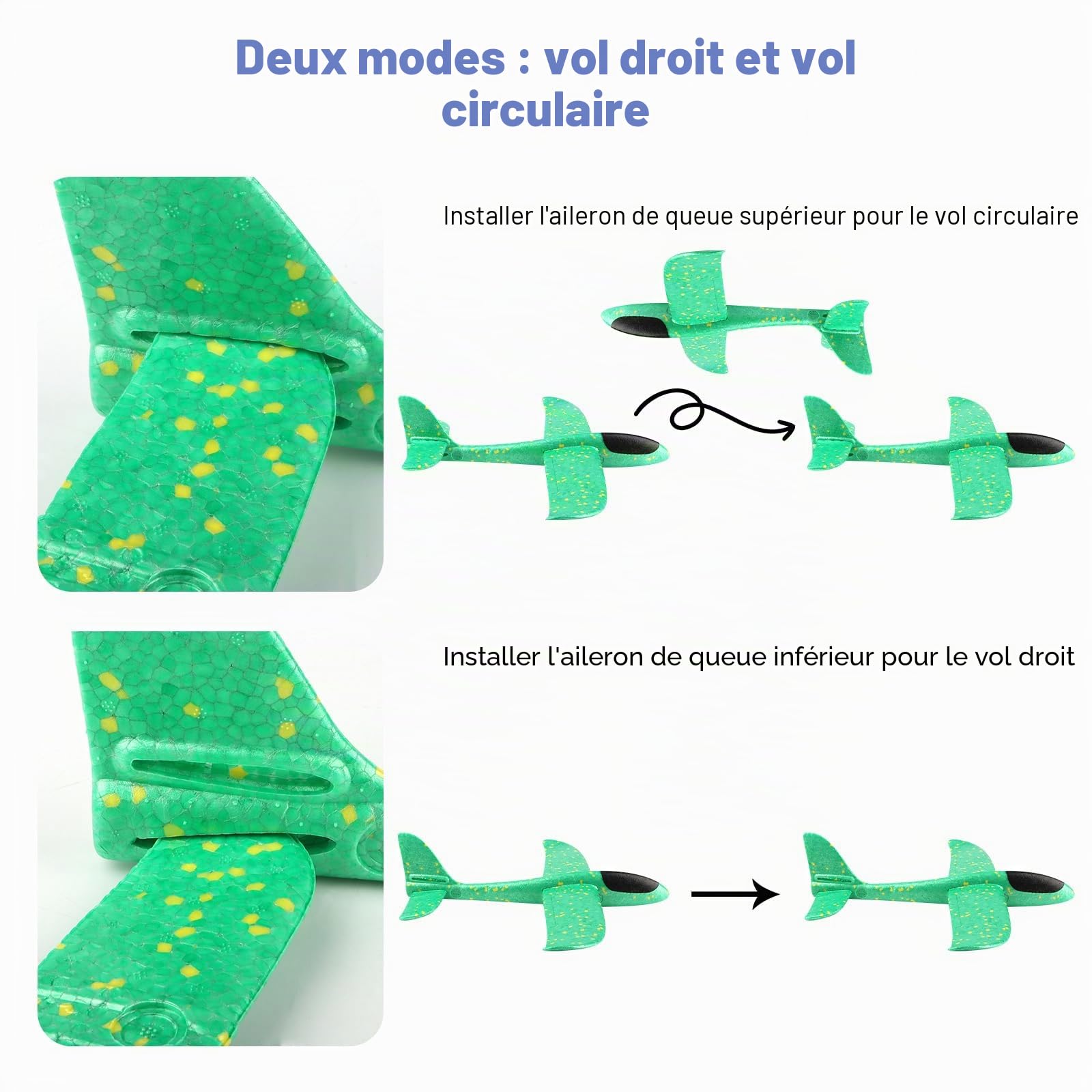 TOSAVGA 4 Pièces Avion Polystyrène Planeur Enfants 38cm, Avion Jouet Enfant, Volant Maquette Avio Jouets Plane Main Lancer pour Enfants et Adultes