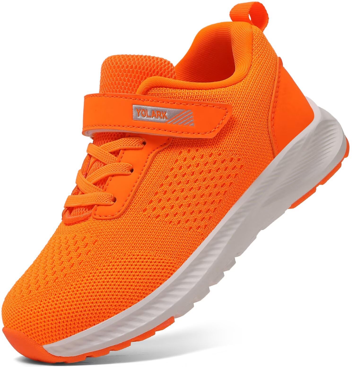YOLARK Boys Girls Tennis Shoes Kids Lightweight Breathable Sneakers Non-Slip Running Sport Athletic?Orange Big 5.5?