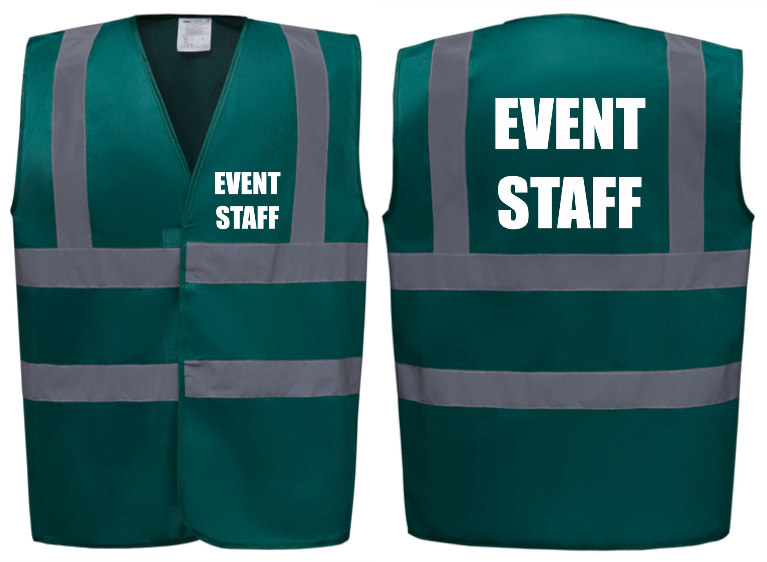 Brook Hi Vis Premium Safety Vest - EVENT STAFF Printed Front & Back, Event Management High Viz Waistcoat, Available in 14 Colours, Festivals (UK, Alpha, XL, Regular, Regular, Green) โ image 1