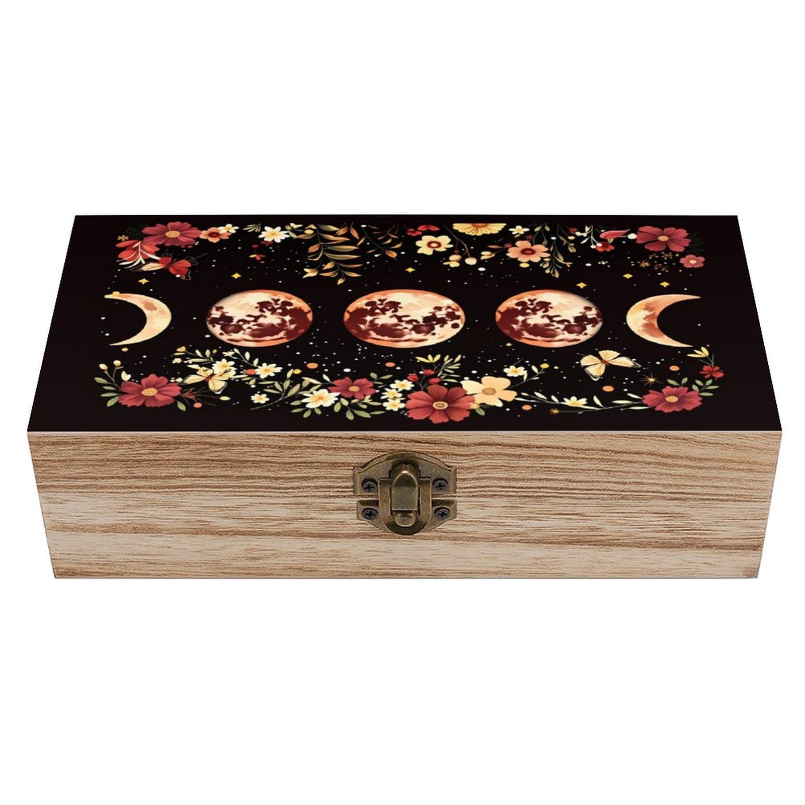 asbwuo Moon Vintage Wooden Keepsake Box