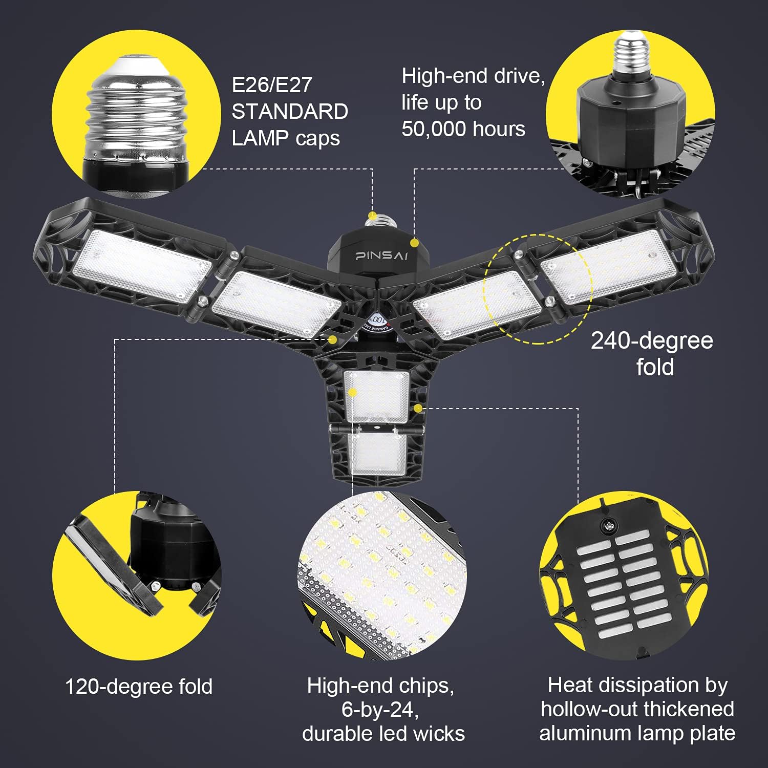 Flаѕh Dеаlѕ - 40% оƒƒ 2 Pack Garage Light LED Garage Light E26/E27 Garage Lights, Ceiling LED Shop Light, 120W Deformable Garage Lights, LED Garage Lighting Garage Light Bulb, LED Lights for Garage Organization, Basement Uр Tо 40% оƒƒ 2 Pack Garage Light LED Garage Light E26/E27 Garage Lights, Ceiling LED Shop Light, 120W Deformable Garage Lights, LED Garage Lighting Garage Light Bulb, LED Lights for Garage Organization, Basement