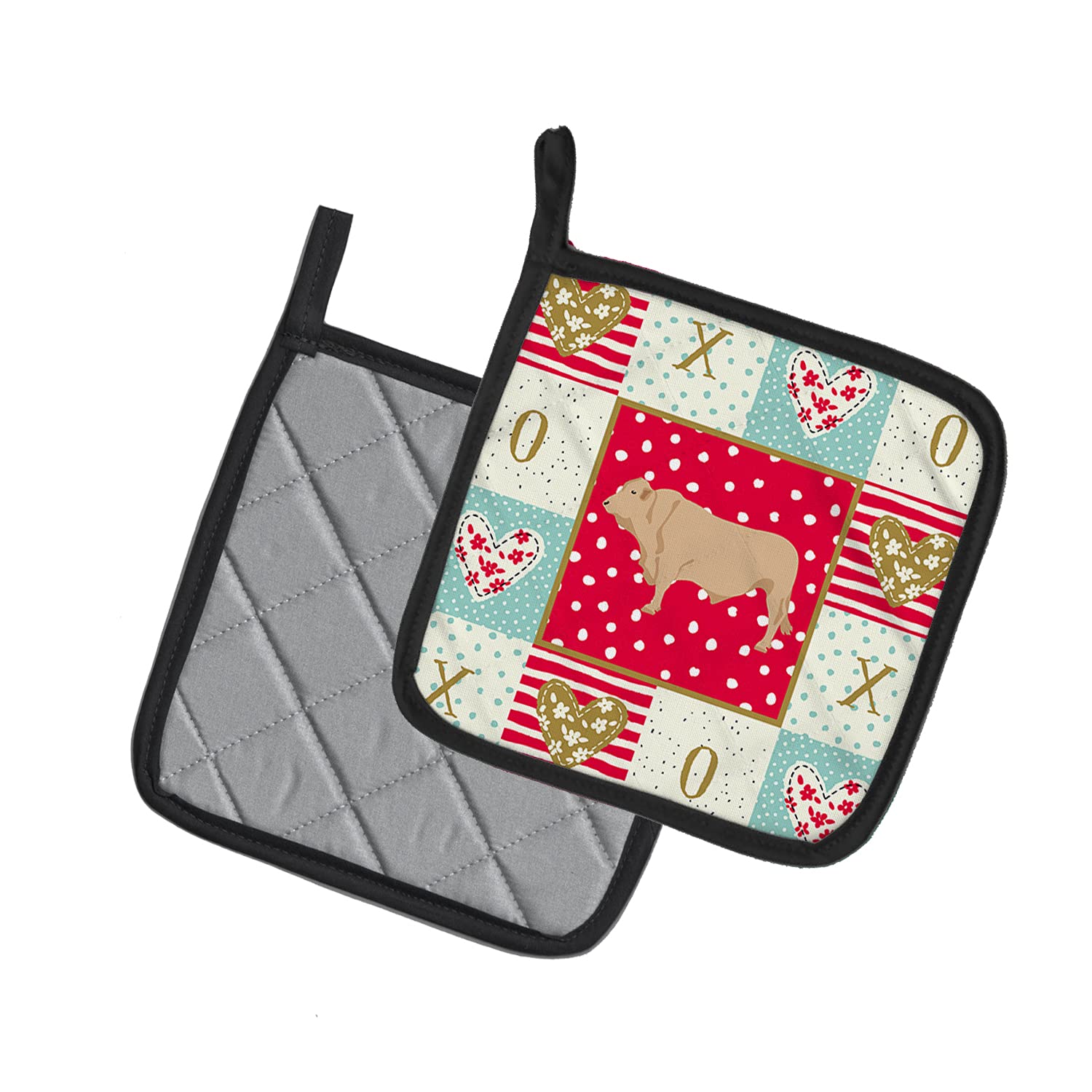 Caroline's Treasures CK5253PTHD Charolais Cow Love Pair of Pot Holders Topflappen, Textil, Mehrfarbig, 7.5HX7.5W