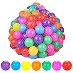 YUFUL Ball Pit Balls 200 Count for Kids, Plastic Balls for Ball Pit, 2.2 Crush Proof Play Balls BPA Free Non-Toxic, 7 Kinds of Bright Color Ocean Balls Includes Reusable Net Bag (Rainbow)