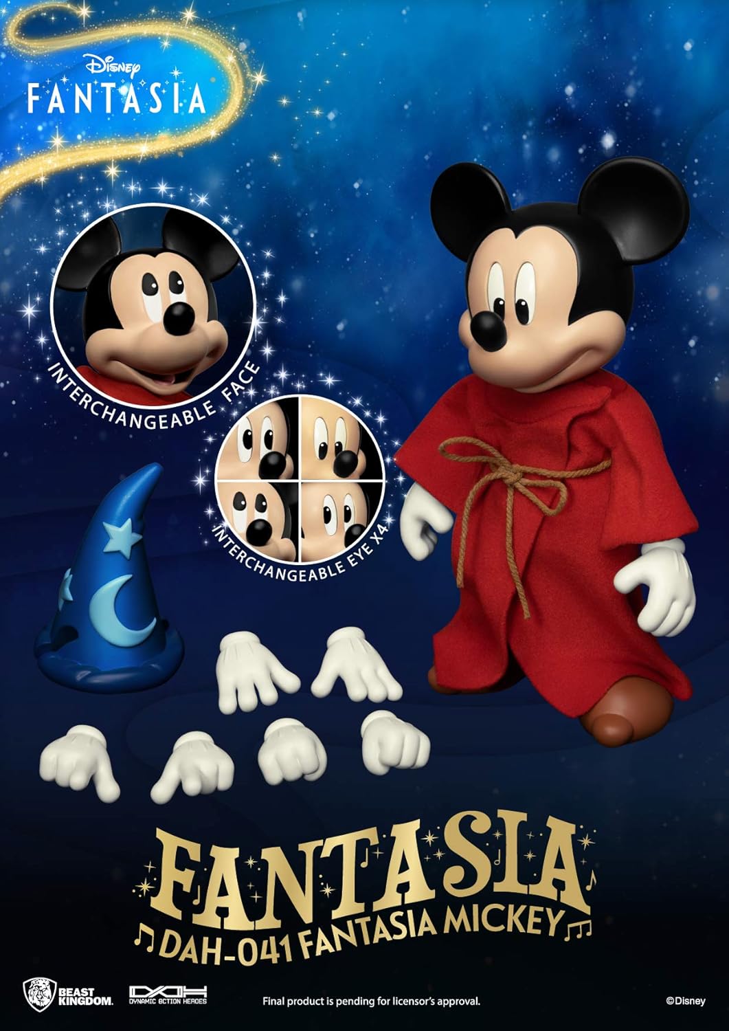 Beast Kingdom Disney's Fantasia: Mickey DAH-041 Dynamic 8ction Heroes Action Figure, Multicolor