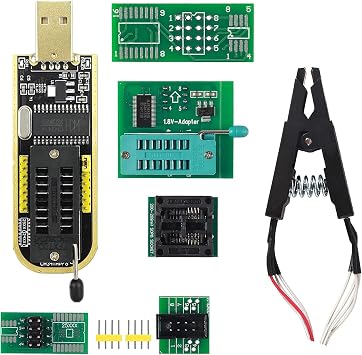 SOIC8 SOP8 Test Clip EEPROM Flash BIOS USB +1.8V Adapter + Soic8 Adapter Programmer Module Kit Set for EEPROM 93CXX / 25CXX / 24CXX + CH341A 24 25 Series