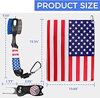 Vista 2 de Cepillo de palo de golf y toallas de golf con bandera americana, kit de limpieza de ranuras de golf, herramienta de limpieza de accesorios de golf